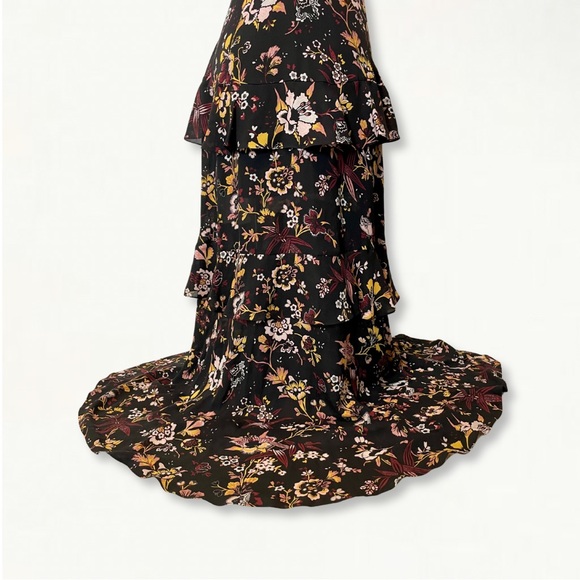 A.L.C. Zaydena Ruffle Floral Silk Maxi Dress Size 4 Spaghetti Strap - Picture 9 of 13